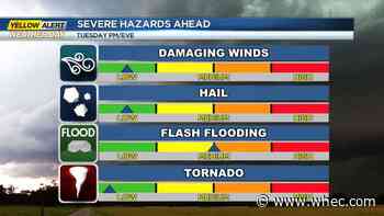Yellow Alert for strong to severe storms Tuesday