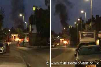 Van bursts into flames outside Mottingham petrol station