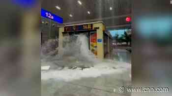 Passengers trapped inside submerged subway