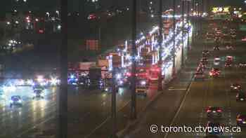 Woman taken to hospital after three-vehicle crash on Highway 400 in North York