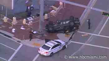 2 Miami Police Officers Hospitalized After Morning Rollover Crash