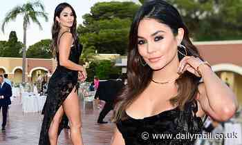 Vanessa Hudgens puts on a VERY leggy display in a glitzy black dress at the Filming Italy Festival