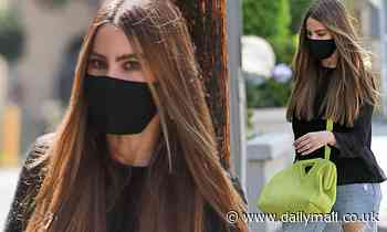 Sofia Vergara is the picture of casual chic in ripped jeans and blouse during lunch date with friend - Daily Mail