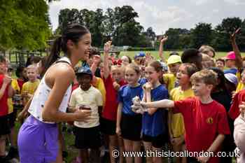 Emma Raducanu visits Bromley primary school for sports day
