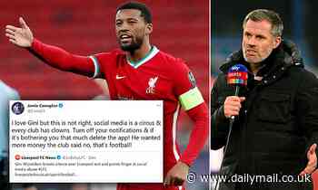 Liverpool legend Jamie Carragher hits back at Georginio Wijnaldum after comments on Anfield exit