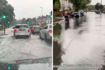 Footage shows areas in south London 'submerged' by flooding