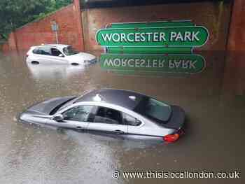 Dramatic pictures show flooding in Worcester Park