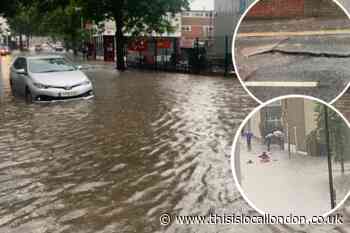 Major flooding in Wood Street, Blackhorse Road, Walthamstow