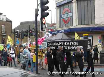 Extinction Rebellion stage march through Wandsworth