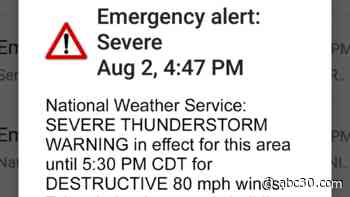 'Destructive' Severe Thunderstorm Warning to trigger wireless Emergency Alerts on mobile phones