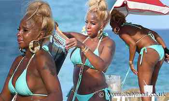 Mary J. Blige, 50, parades her stellar curves wearing a bejeweled turquoise bikini in Miami