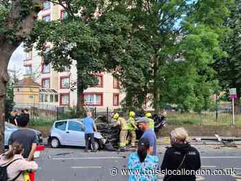 Three rushed to hospital after five-car pile-up in Croydon