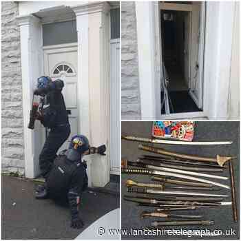 Zombie knives, knuckle dusters, cannabis and class A drugs found in Darwen house raid