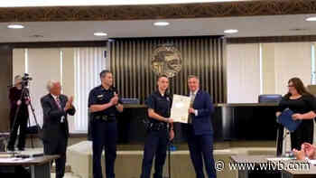 Jamestown police officer recognized for saving people from burning home