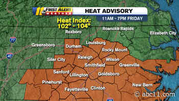 Heat Advisory issued for central NC on Friday