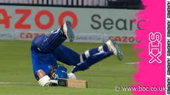 The Hundred - London Spirit v Trent Rockets: Van der Merwe hits a six while falling backwards