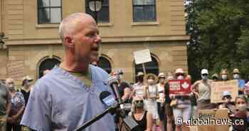 ‘This is a travesty’: Albertans protest COVID-19 rule rollback for second day