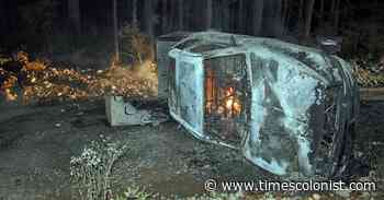Everyone jumps in to stop truck fire from spreading on forest road near Campbell River - Times Colonist