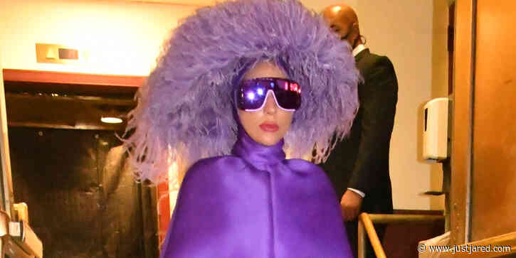 Lady Gaga Steps Out in a Spectacular Purple Look After Radio City Rehearsals