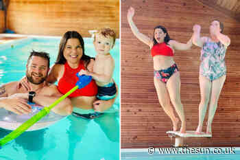 Amy Duggar stuns in a red bikini with husband Dillon and son, 2, as she continues to break family’s modest... - The Sun