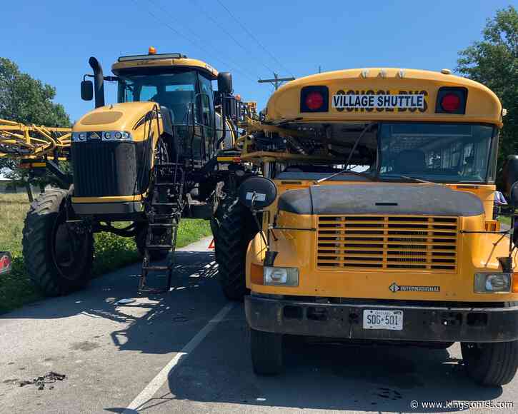Shuttle bus driver charged after collision with crop sprayer on Wolfe Island - Kingstonist