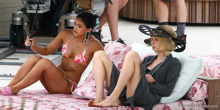 Camila Mendes & Maya Hawke Lounge In Swimwear While Filming New Netflix Movie 'Strangers'