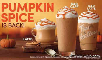 Fall into Pumpkin Spice flavors starting August 25 at Tim Hortons