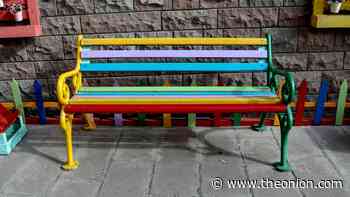 Real Estate Developers Decide Colorful Bench Enough To Deem Area ‘Arts District’ - The Onion