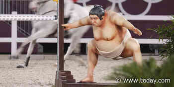 Equestrian riders say horses may be spooked by course's sumo statue