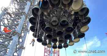 Elon Musk shares epic views of Super Heavy rocket moving to launch pad     - CNET