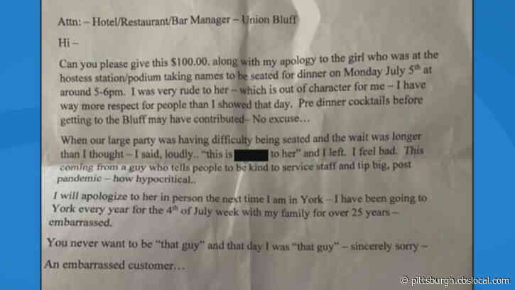 ‘Sincerely Sorry’: Customer Sends $100 And Apology Letter After Swearing At Restaurant Workers