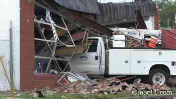 Utility truck slams into building on Person Street in Fayetteville