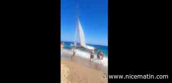 Echouement spectaculaire d'un navire sur une plage du Boulevard du midi à Cannes