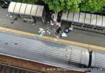 Pictures taken of Darwen train station seem to show controlled explosion