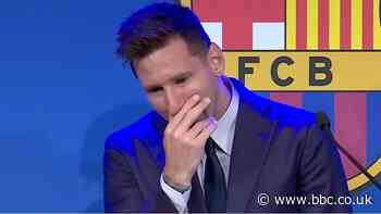 Lionel Messi: Barcelona star in tears as he receives ovation news conference