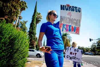 Nurses protest mandatory coronavirus vaccinations at Riverside rally - Press-Enterprise