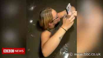 Friends narrowly escape flooding lift