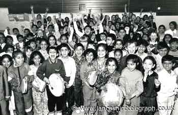 Making a song and dance at St Matthew’s Primary School, Blackburn Eid celebration in 1990s