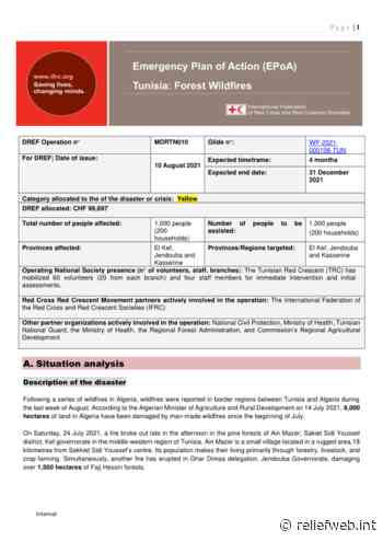 Tunisia: Forest Wildfires - Emergency Plan of Action (EPoA) DREF Operation n° MDRTN010 - Tunisia - ReliefWeb
