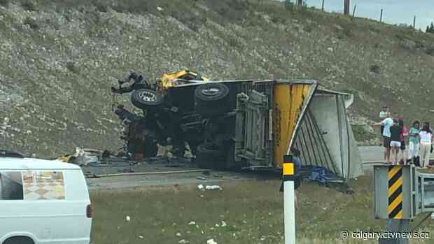 Fatal crash on Trans-Canada Highway west of Calgary claims multiple lives, detours westbound traffic