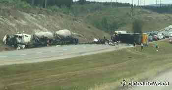 Multiple fatalities after semi, five-tonne truck crash on Highway 1 near Canmore