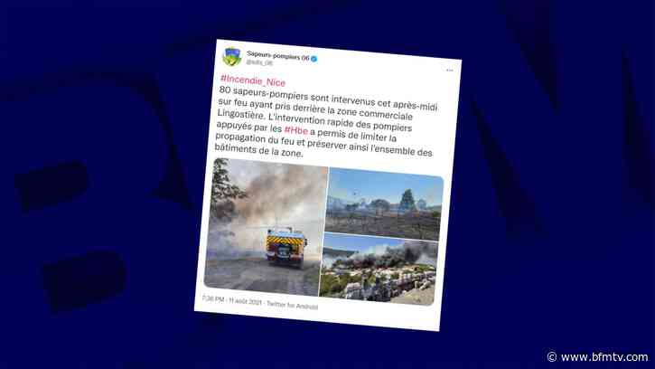 Nice: un incendie près de la zone commerciale de Carrefour Lingostière, le feu est maîtrisé - BFMTV