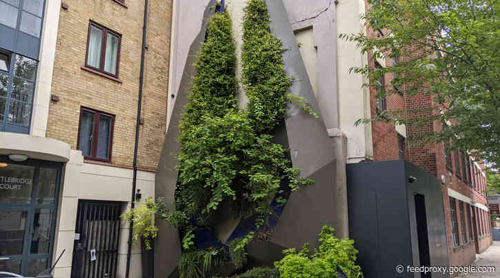 A plant covered sculpture in King’s Cross