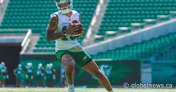 Saskatchewan Roughriders receiver Brayden Lenius getting milestone football back from fan