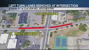 Left-turn lanes on East Main Street at Culver Road intersection removed for construction