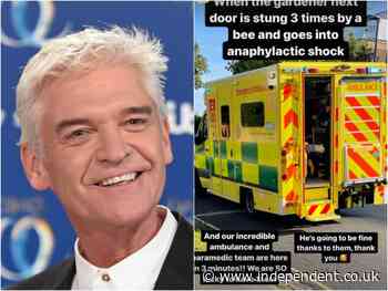 Phillip Schofield thanks ‘incredible’ emergency services for saving gardener who went into anaphylactic shock - The Independent