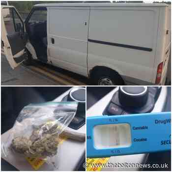 Radcliffe van with broken windscreen and smoking passenger stopped