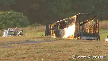 Tractor trailer fire shuts down portion of Thruway near Henrietta