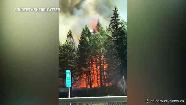 Wildfire burning east of Canmore closes Hwy. 1