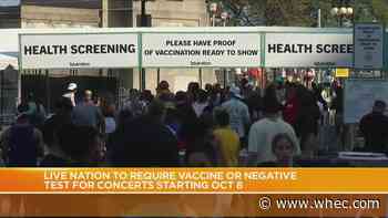 Live Nation to require vaccine or COVID-19 test for concerts starting Oct. 4